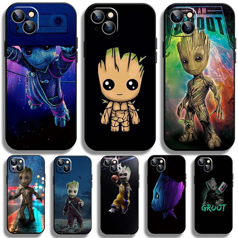 

Marvel Super Hero Groot Black Phone Case For Apple iPhone 14 13 12 11 Pro Max Mini XS Max X XR 7 8 Plus Cover