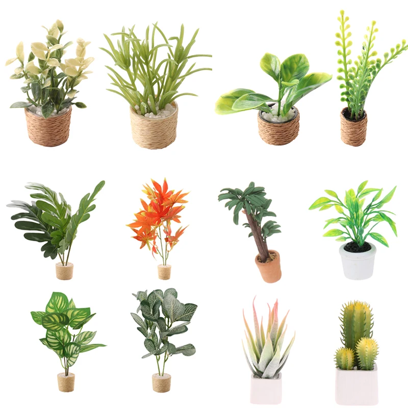

Simulation Potted Plants Dollhouse Miniature Mini Tree Potted For Green Plant Doll House Furniture Home Decor