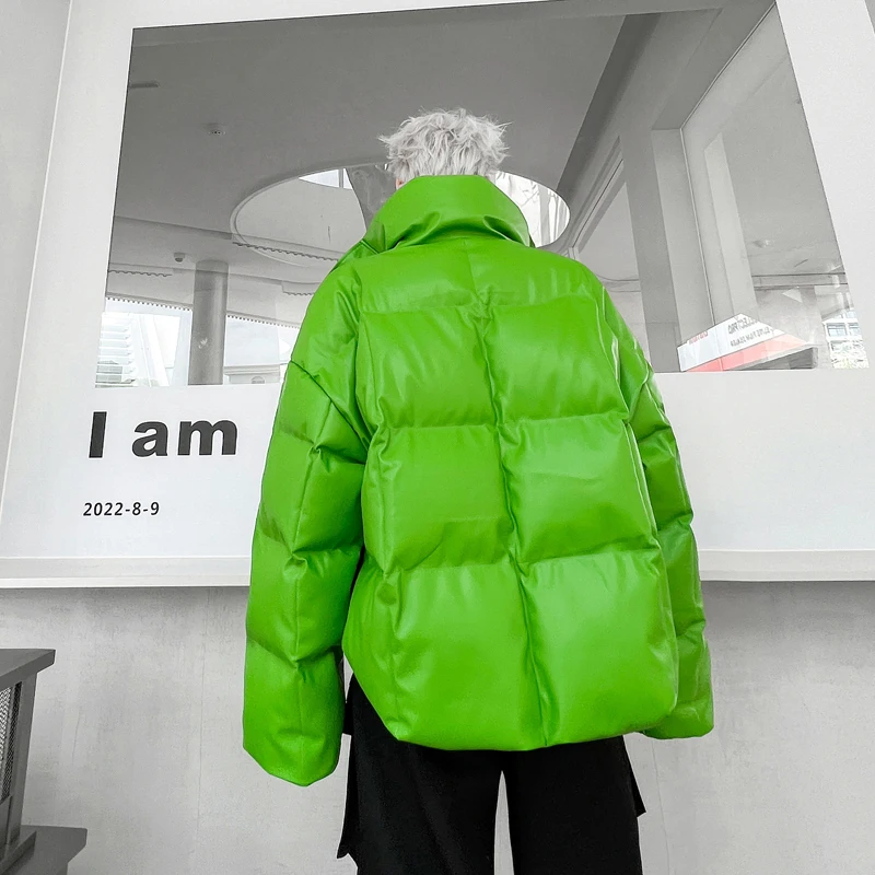PFNW 2024 зимнее зеленое пальто с круглым подолом и воротником-стойкой хлопковая