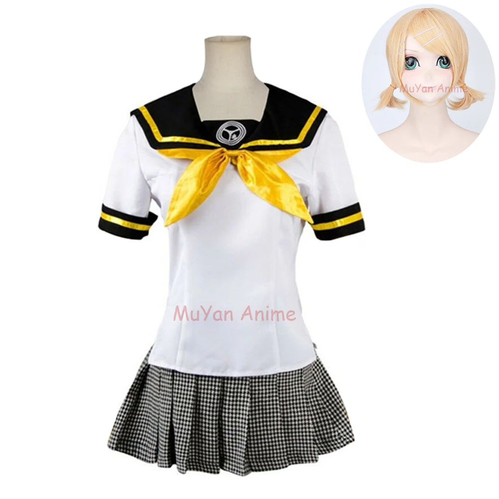 Костюм для косплея Мику из аниме Вокалоид юбка Len сестры Рина вечерняя униформа с