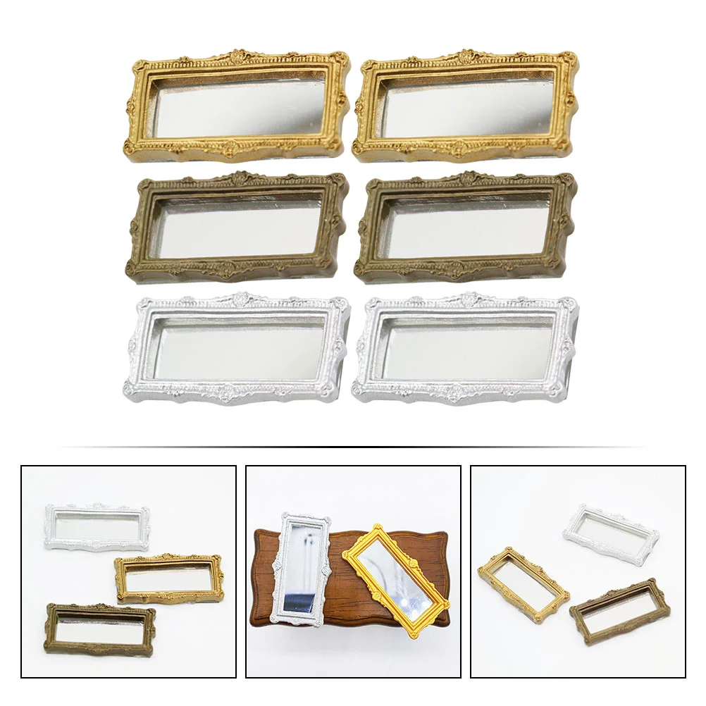 6 шт. зеркало для кукольного домика в стиле барокко настенная рамка мебель