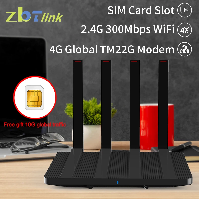 Zbtlink 4G Router SIM Card Inside Global Modem TM22G 300Mbps 2.4G WiFi 10G Traffic Inside WAN LAN Internet Roteador