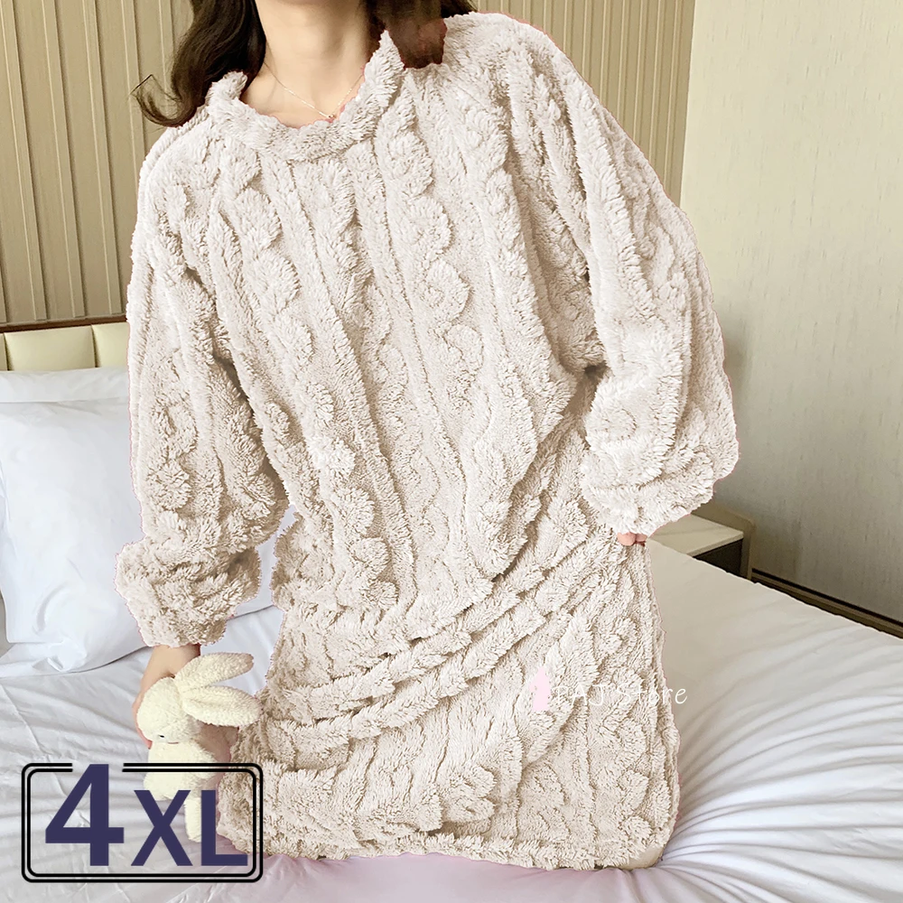 

Big Size 4XL Winter Loungewear Female Flannel Thick Coral Pjs Women NightDress Nightgrown Fleece Pajamas Sleepwear Pyjamas