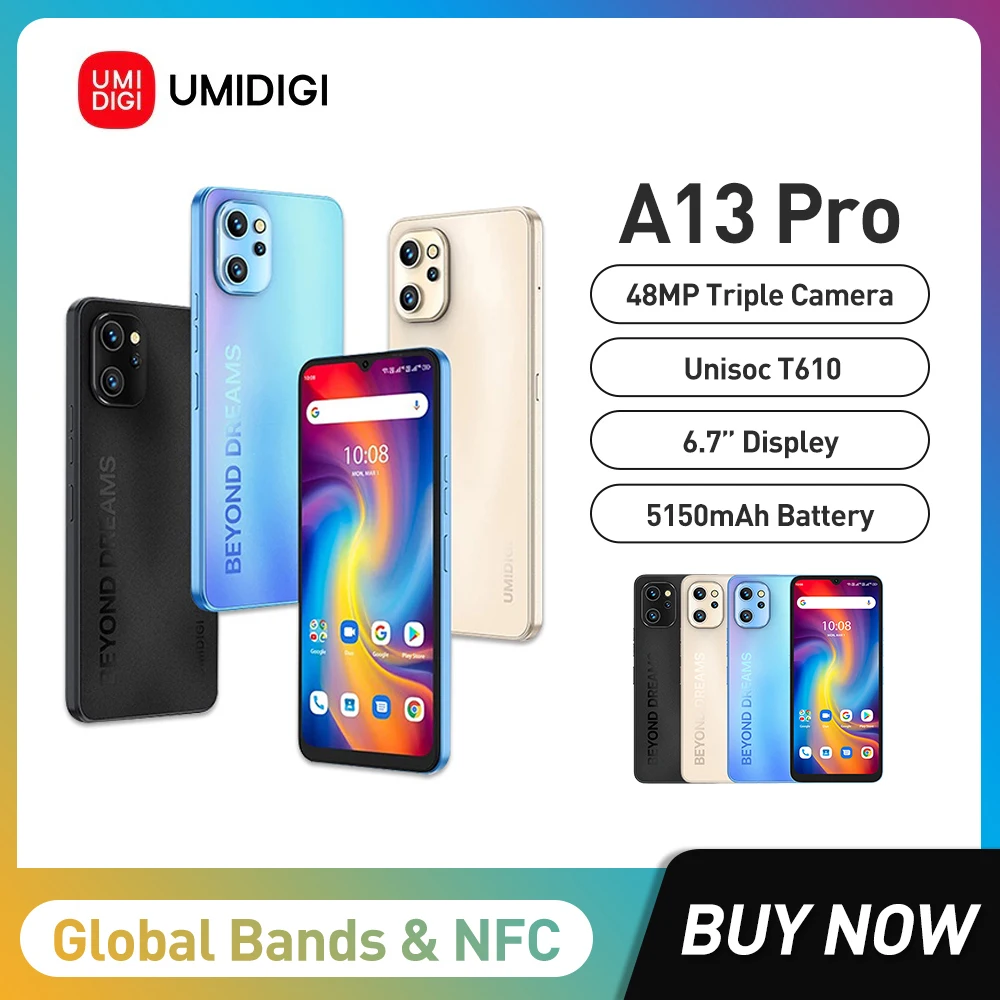 UMIDIGI A13 Pro Android 11 Cellphone Octa Core Unisoc T610 Smartphone 6.7