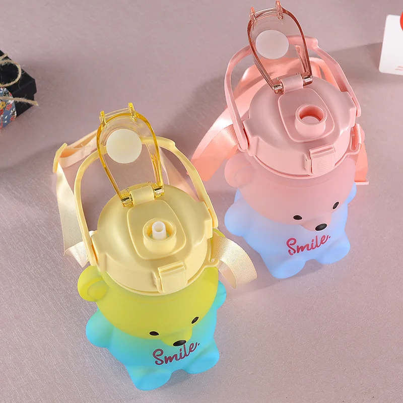 

Gradient Color Plastic Water Bottle With Time Marker Outdoor Fitness Sports Bottle Large Capacity Gradient Color Sports Bottle