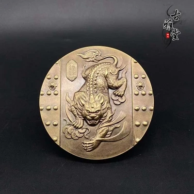 

Драгоценный камень, инкрустированный чистой медью, удача, украшение из бронзовой медали, изысканный, антиквариат