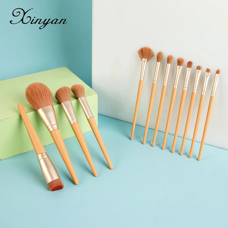 

XINYAN 12pcs Yellow Makeup Brushes Set Eye Shadow Foundation Powder Eyeliner Eyelash Cosmetics Makeup Face Make Up Brushes Tools