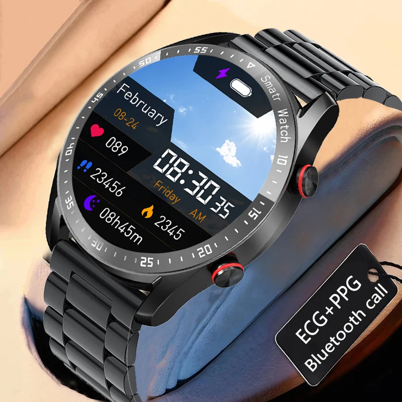

Смарт-часы ECG + PPG деловые из нержавеющей стали с ремешком Bluetooth звонки Смарт-часы водонепроницаемые I9