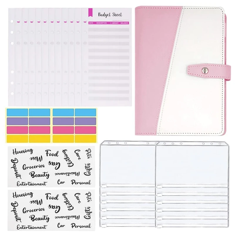 

A6 Ring Binder Set, Cash Envelopes Budget Wallet, Budget Planner With Cash Envelopes & Budget Sheets, For Saving Money