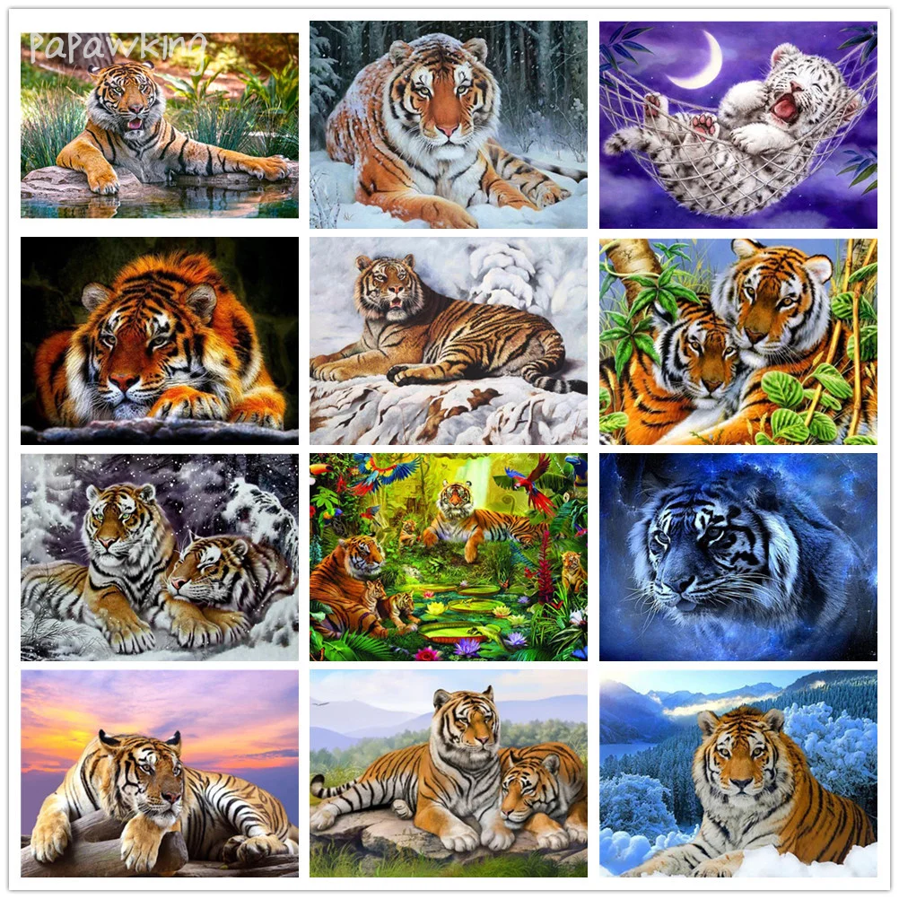 

Full Drill Diamond Painting Mosaic King of The Forest Tiger Animal Art Rhinestone Cross Stitch Home Art Embroidery Wall Decor