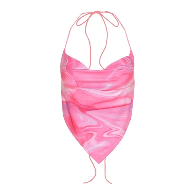 

Женский топ с воротником-хомутом и рюшами, без рукавов