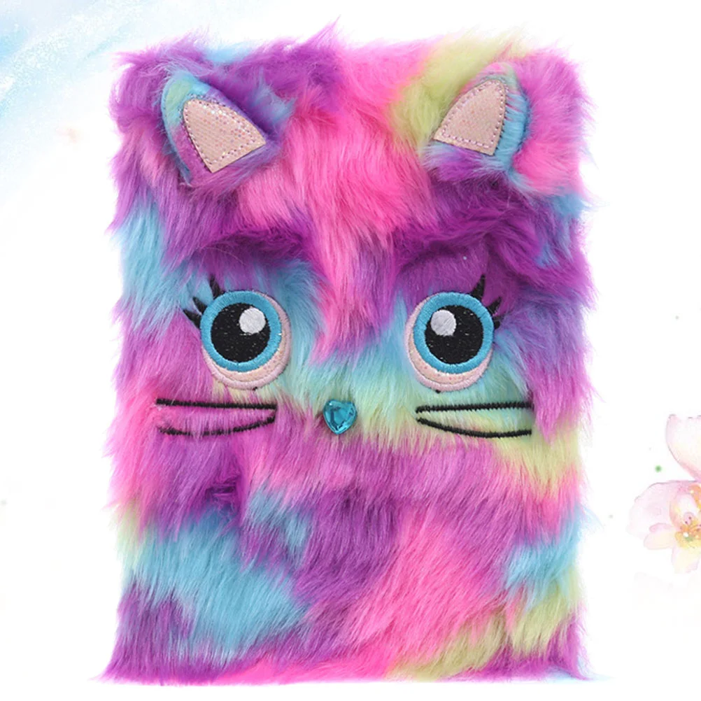 

Плюшевый блокнот, блокнот для детей, дизайнерский дневник в виде кошки, журнал, блокнот в твердой обложке, бумага для письма, школьные канцелярские принадлежности, фиолетовый