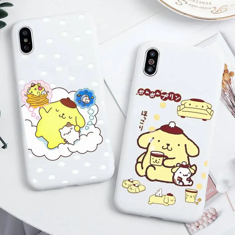 

Sanrio Pudding Dog Phone Case For iphone 14 Plus 13 12 Mini 11 Pro Max XS X XS XR White Cover