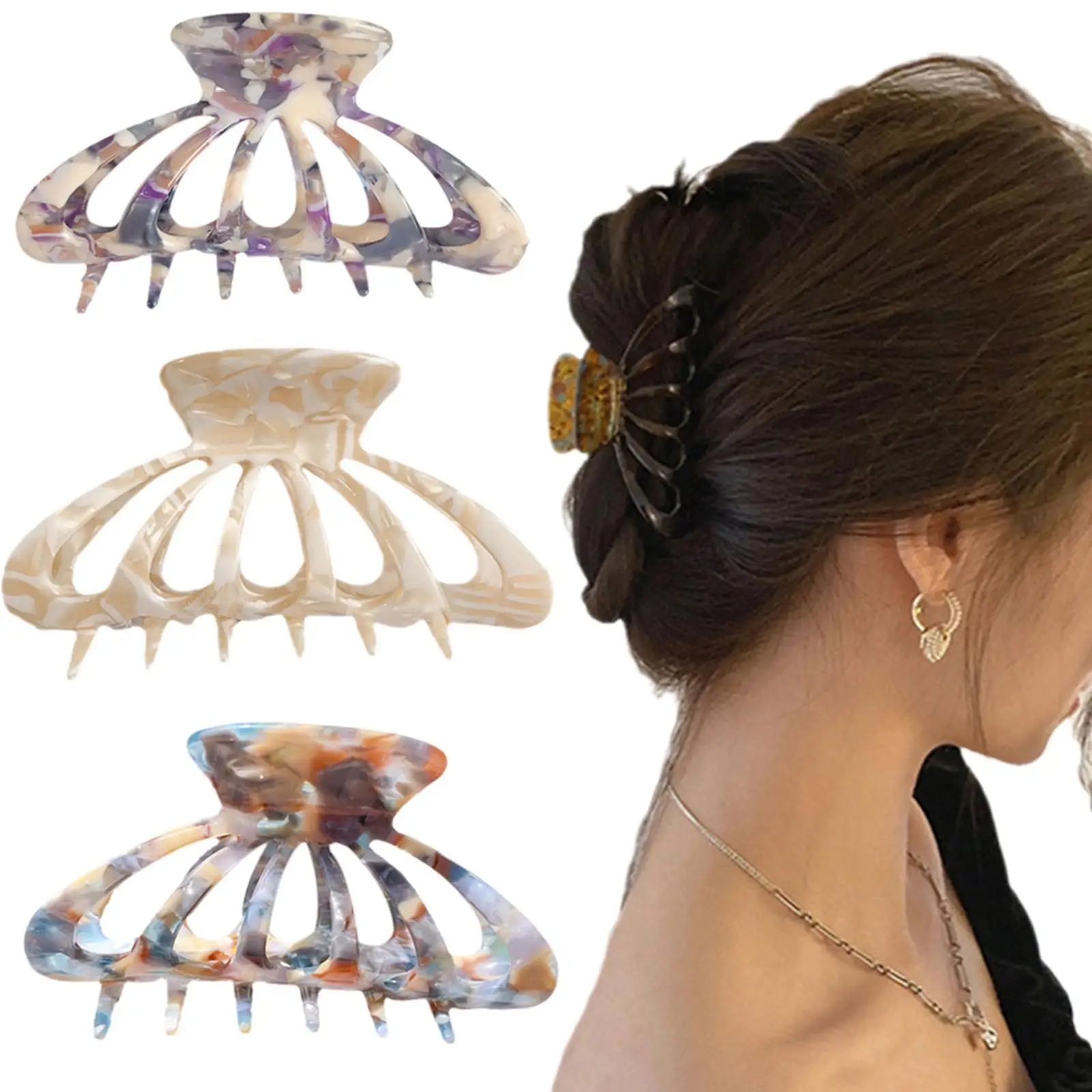 

Lady's Back Shark Clip Hollow Out All-Match Hair Accessories Girl Claw Clip Acetate Hair Clip Hair Artifact