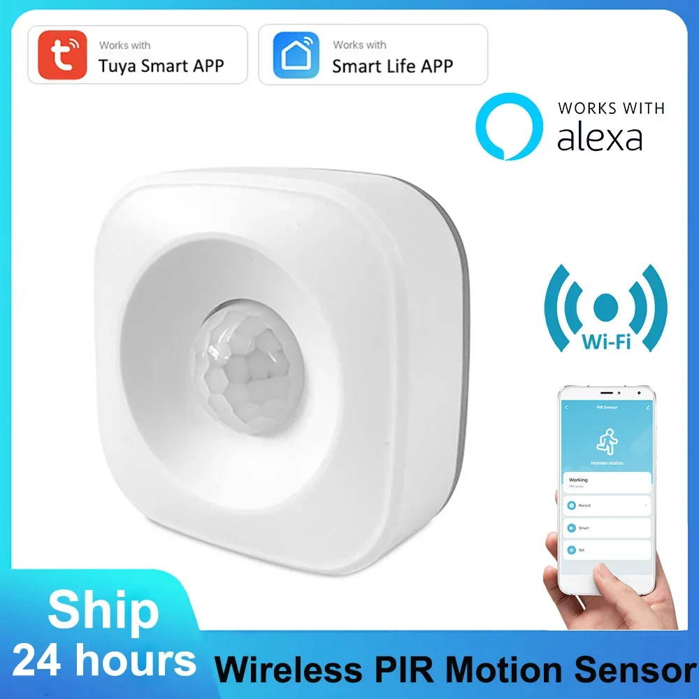 

Tuya WiFi Wireless PIR Motion Detector Movement Sensors Smart Life APP Remote Control Alarm Systems Works with Alexa Routine Set