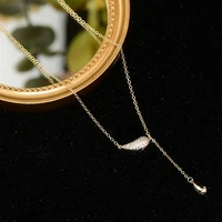minimalist feminia feather tassel women necklace charm 14k real gold stainless colar kolye accessories dainty jewelry gift