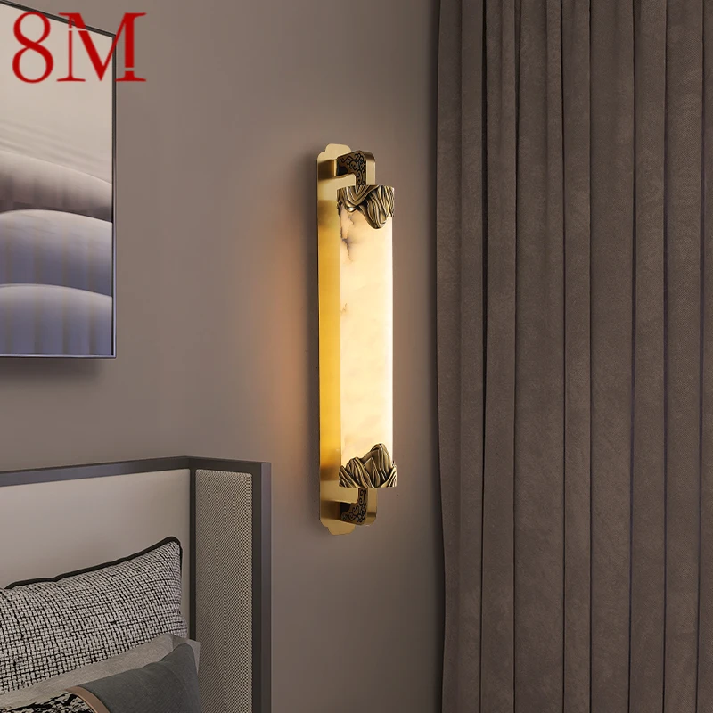 

8M Brass Wall Light LED Modern Luxury Marble Sconces Fixture Indoor Decor for Home Bedroom Living Room Corridor