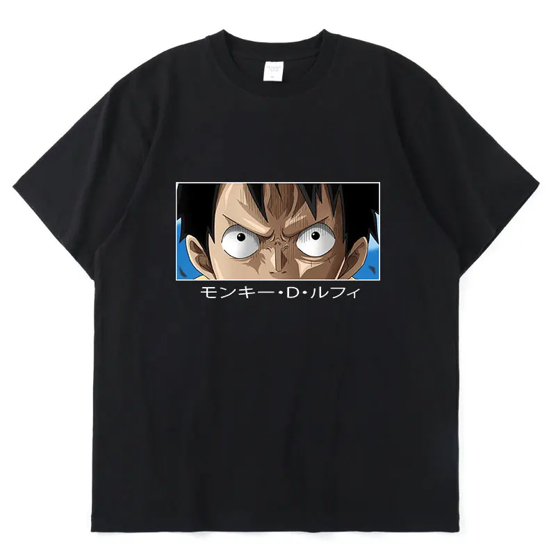 

Летняя хлопковая свободная Простая мужская футболка Luffy из японского аниме One Piece с короткими рукавами в стиле хип-хоп, новинка, точечный Заб...