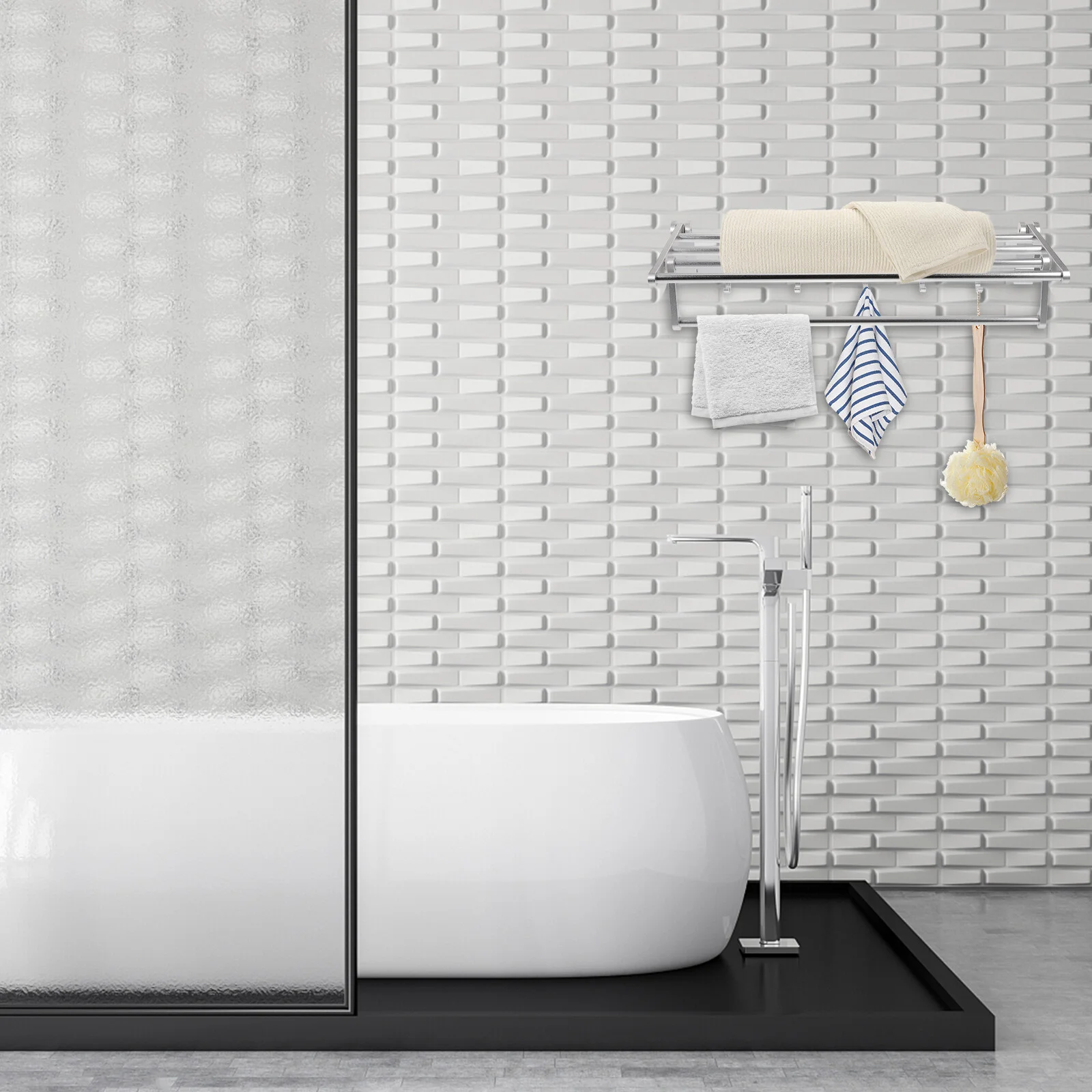 

Metal Storage Rack Hotel Towel Rack Folding Shower Racks Bathroom Hook Organizer Multifunctional