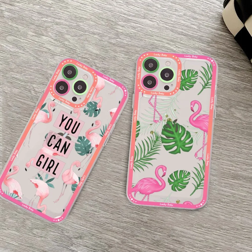 Милый чехол для телефона с изображением фламинго iPhone 15 14 13 12 11 Pro Max Mini X Xs XR
