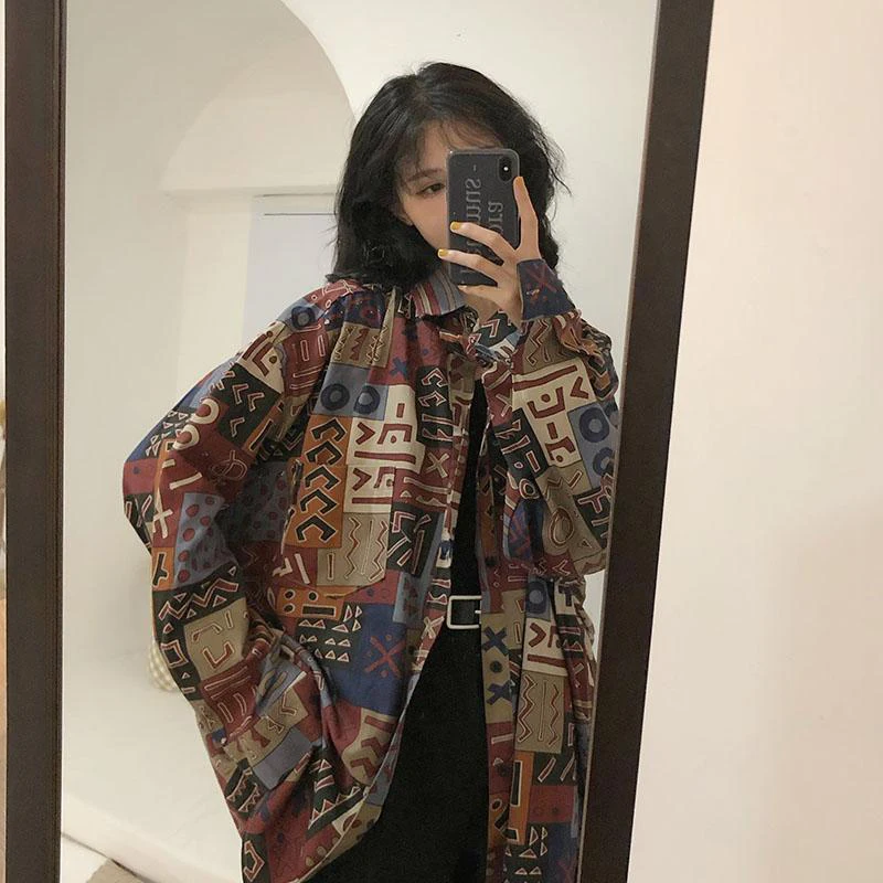 Винтажная женская блузка в стиле Харадзюку уличная одежда элегантная Корейская