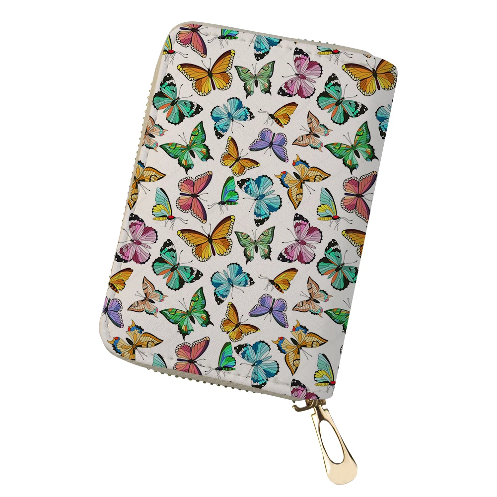 ADVOCATOR Colorful Butterflies Women's Card Bag Anti-theft Zipper ID Credit Card Holder Customized Coin Purse Free Shipping