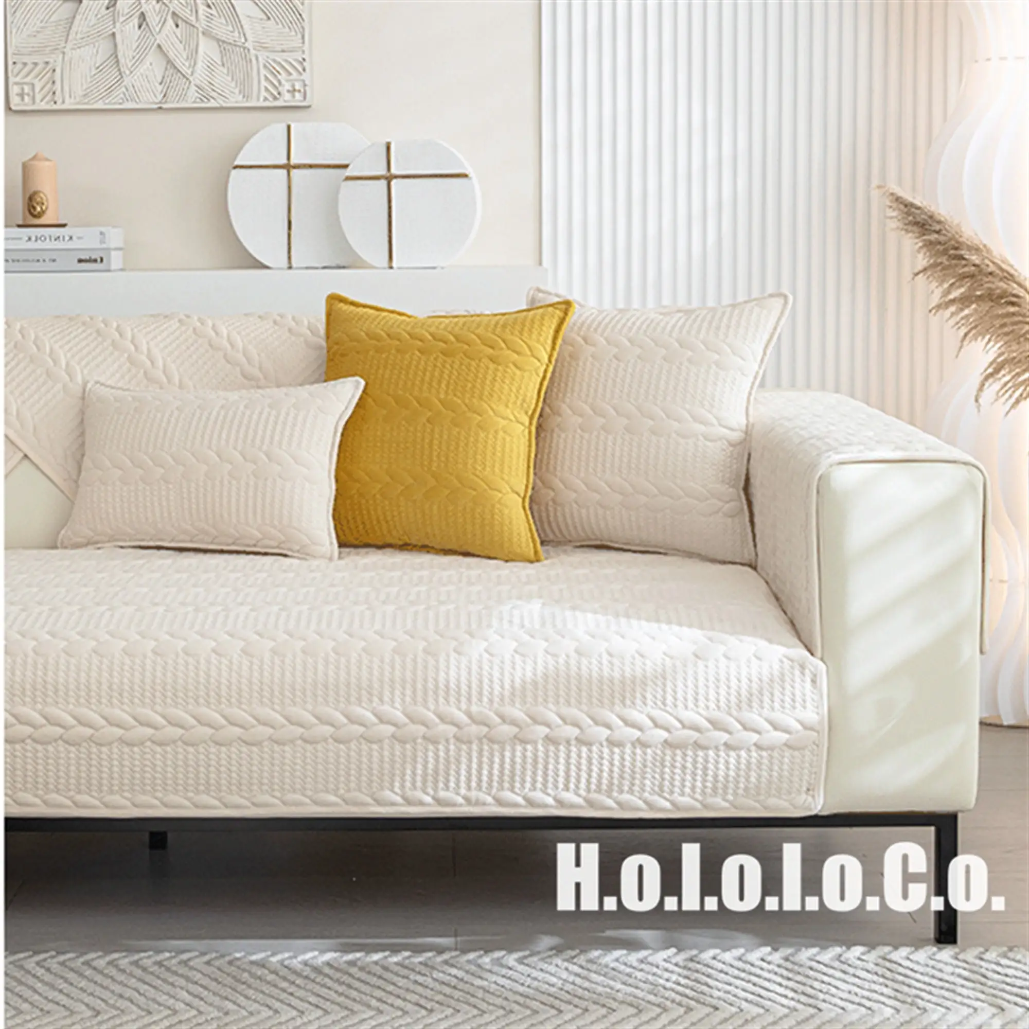 

Soft Minimalist Non-Slip Washable Soft Plush Sofa Cover Sofa Throw Pillowcase Warm Winter Couch Slipcover Pet Protector