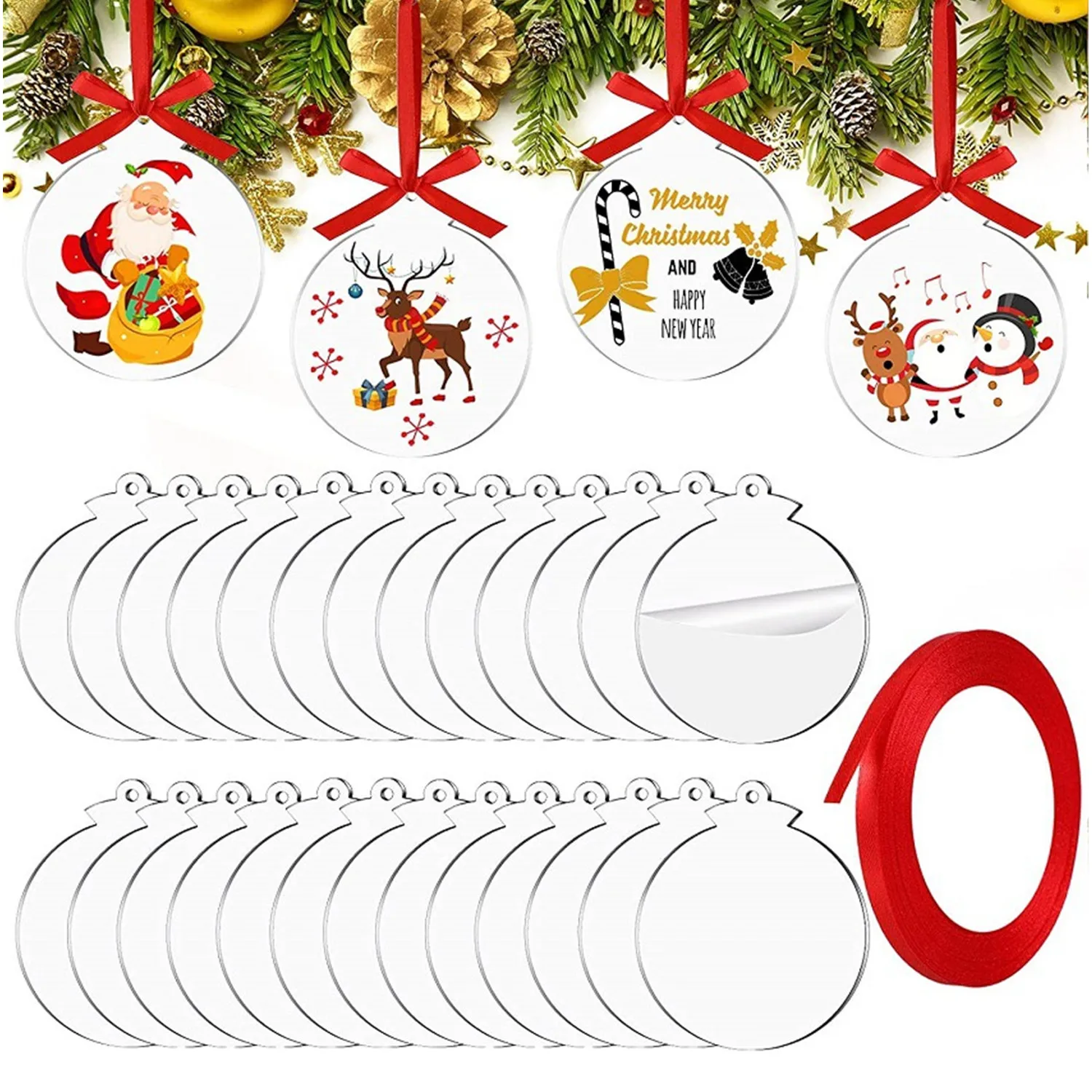 

Christmas Tree Hangings Acrylic Keychain Blanks Set Clear Ornaments for DIY Jewelry Earring Gift Souvenir Crafting Making Tool