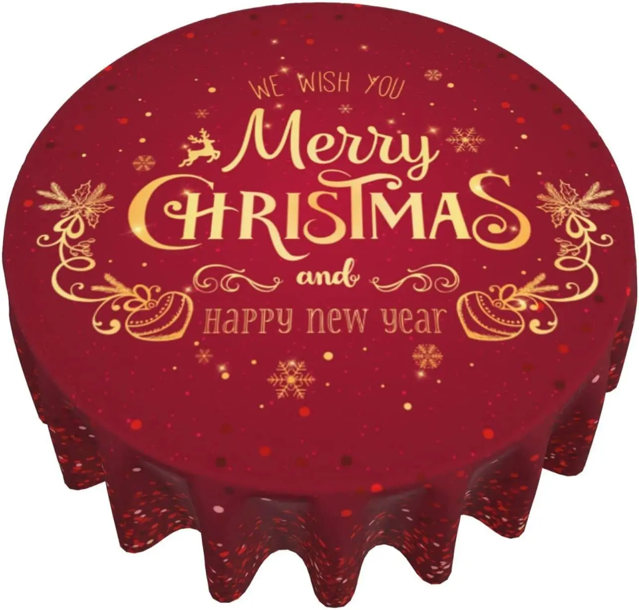 Круглый рождественский скатерть 60 дюймов Золото Счастливый Новый год Снежинка Декоративная Красная скатерть для дома кухня столовая комната.