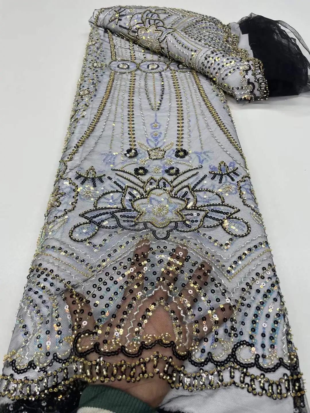 

Новое поступление, ручная работа, африканская 3D кружевная ткань 2023, высокое качество, французский тюль, сетка, специальные блестки, бусины для Нигерии, свадьбы