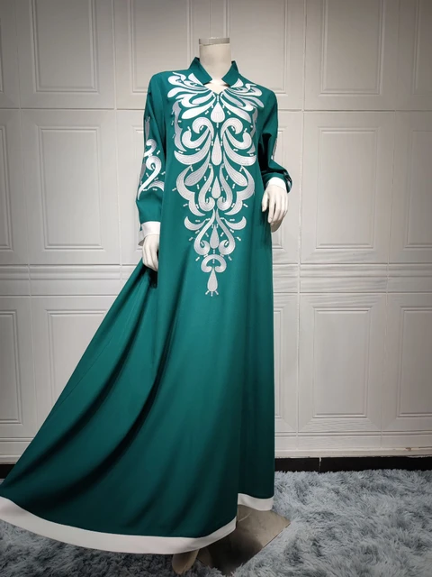 Arab Morocco Muslim Dress Abayas Women Ramadan Embroidery Abaya Dubai Turkey Islam Kaftan Robe Longue Musulmane Vestidos Largos 5