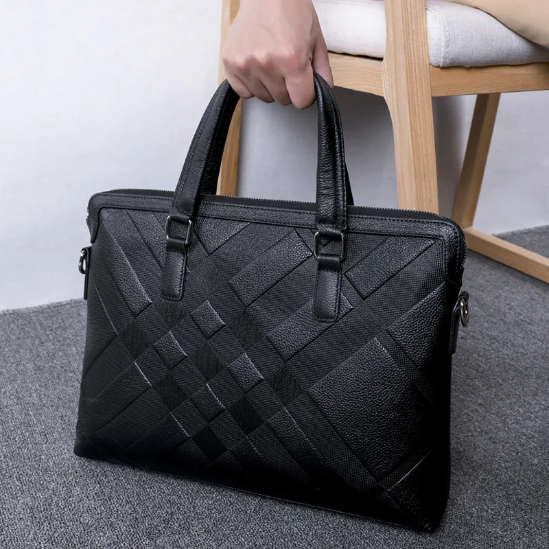 

AETOO New men's shoulder bag briefcase leather crossbody bag new diagonal span bag soft leather cowhide casual backpack tide