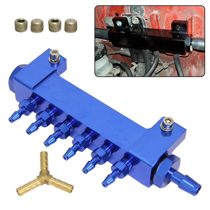 

Universal Aluminum Turbo Wastegate Boost Vacuum Intake Manifold 6 Ports Hub 1/8 NPT Blue