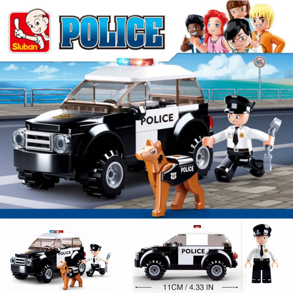 Sluban Building Block Toys City Police 78PCS Bricks B0639 Police Patrol Car Compatbile With Leading Brands Construction Kits