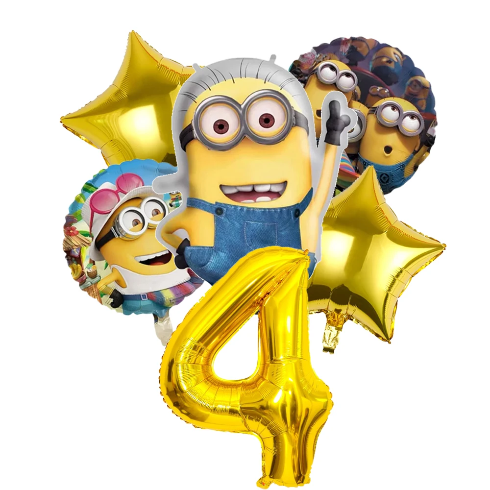 

Воздушные шары Миньоны золотые синие с цифрами для детей