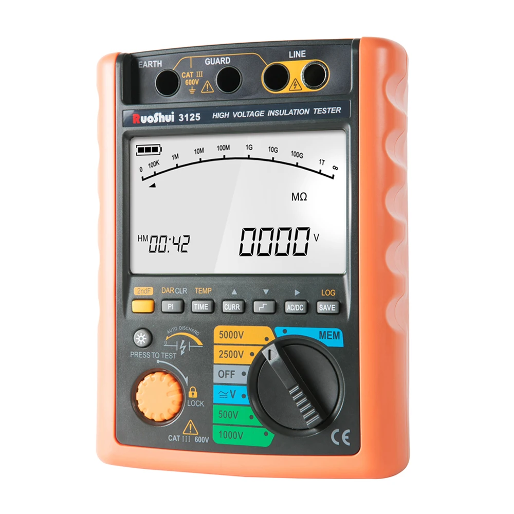 

3125 тестер изоляции RuoShui 5000 в, диапазон до 100 ГГц Ом с USB-интерфейсом