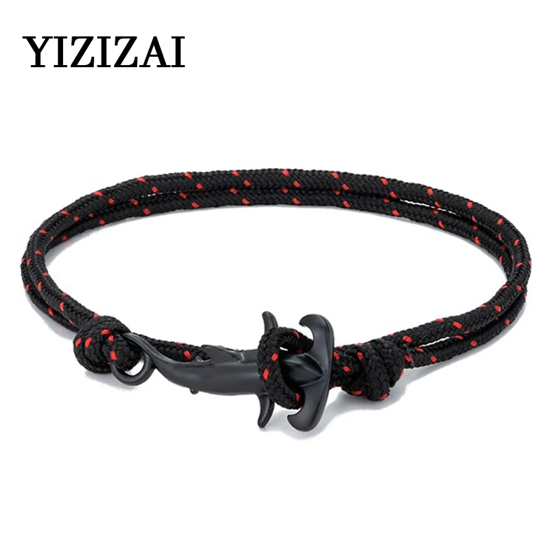 

YIZIZAI Summer Style Black Hammerhead Sharks Bracelet Men Women Adjustable Multilayer Lucky Rope Ocean Lover Sufer Bracelet GIft