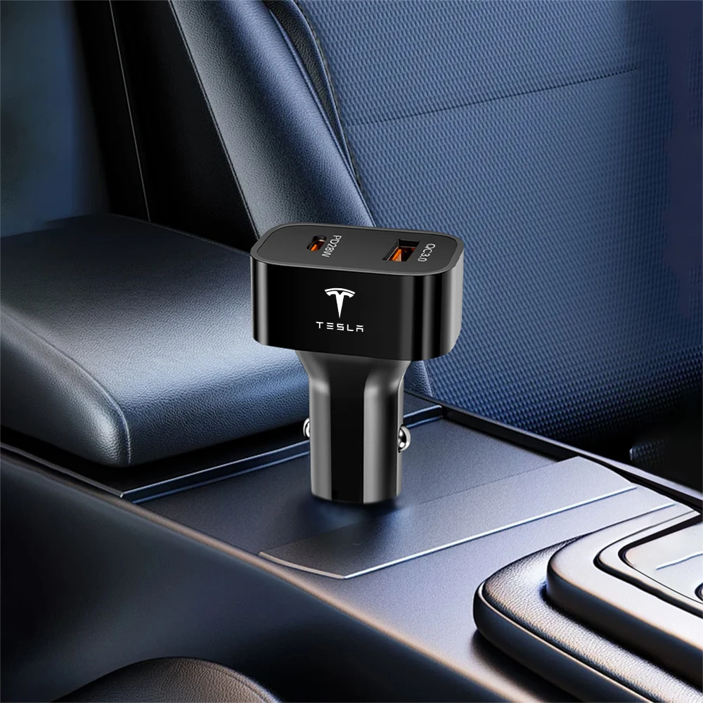 Фото Автомобильное зарядное устройство USB Type-C, 25 Вт, автомобильные аксессуары для Tesla Model 3 Model Y Model S X SpaceX Juguete Mod WYE K80 P85D №2