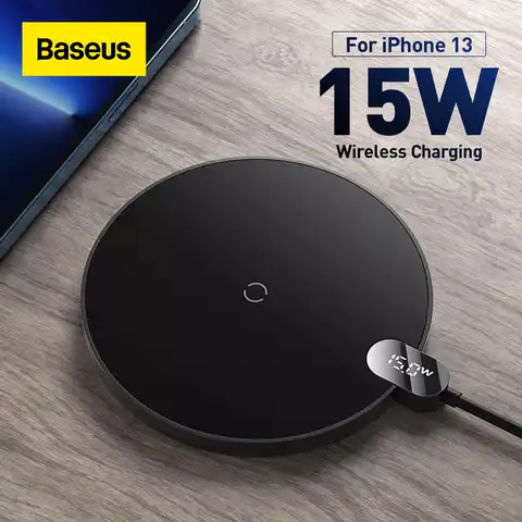 Baseus 15 Вт Qi Беспроводное зарядное устройство для iPhone 13 12 Pro Max цифровой дисплей Быстрая Беспроводная зарядка для Samsung Xiaomi pad 5 HuaWei