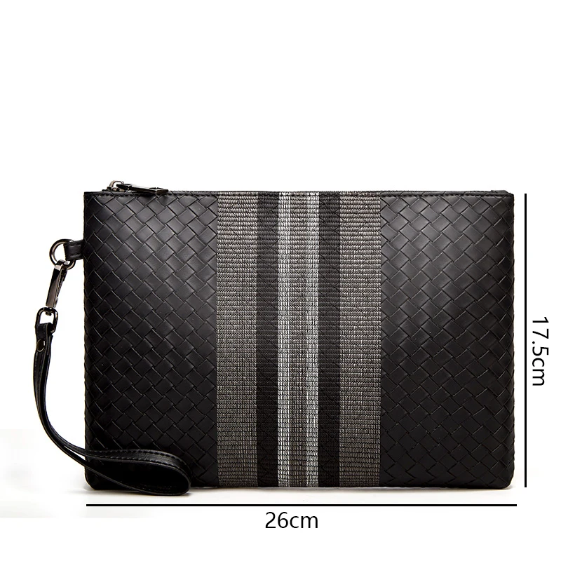Weave Men Designer Bag Stripe Clutch Bags Pu Leather Handbag Fashion Men's Purse Wallet for Men Phone New Luxury