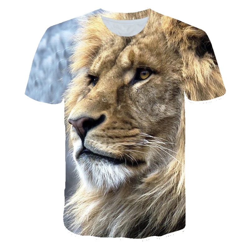 

2022 Kids T-shirts 3D Printed Lion Cool Tee Summer Tops Children Clothes for Boys/girls Child T Shirt 4-14T Animal Short Sleeve