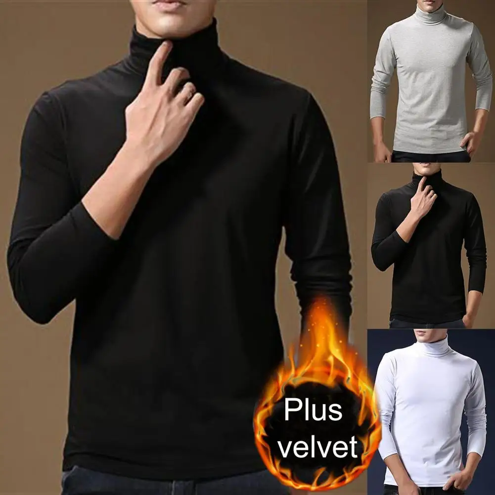 

Autumn Base Shirt Solid Color High Collar Slim Plush Spring Top for Daily Wear