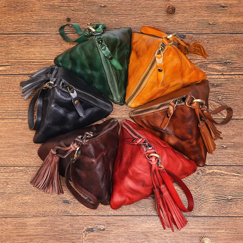 Vintage Small Coin Purse for Female Genuine Leather Retro Mini Change Purses Key Bag Card Holder Clutch Bag