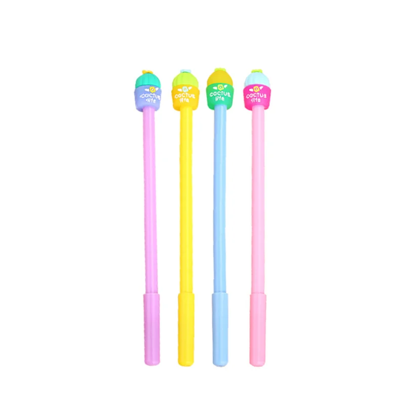 

2pcs Cute Jelly Cactus Pen Kawaii Black Ink Cartoon Gel Pen Gifts School Office Supplies Writing Tools Promotion Stationery