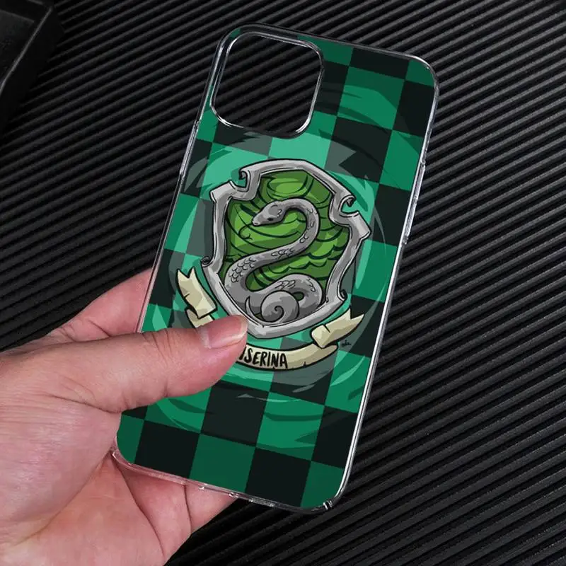 Прозрачный чехол для телефона Harries Slytherin с символом Хогвартса iphone 13 12 11 Pro Max Mini XS 8 7