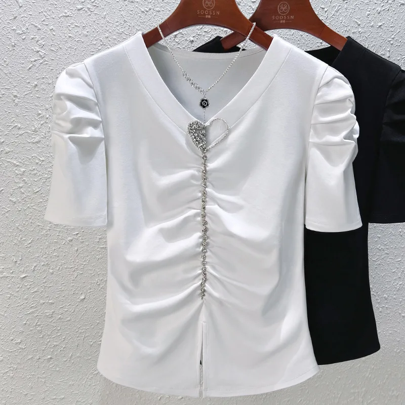 

Футболка женская хлопковая с V-образным вырезом и коротким рукавом