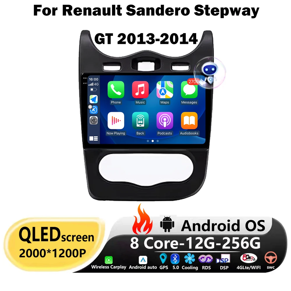 Автомобильный радиоприемник Android Auto Stereo 4G Wi-Fi Мультимедиа Carplay для Renault Sandero Stepway GT