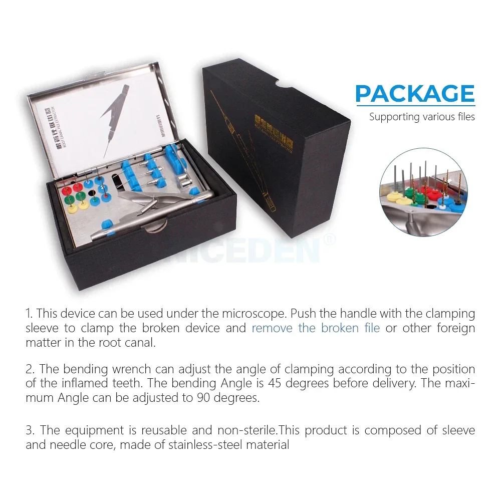 High Quality 1 Set Easy Den tal Root Canal File Extractor Broken Files Removal System Kit Endo Rescue Retrieval