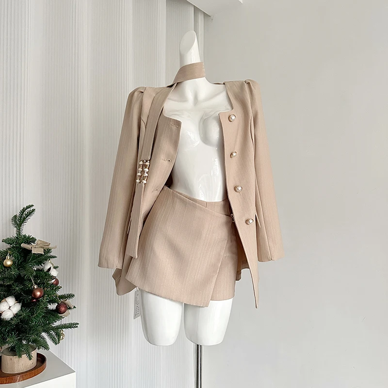 LUZHEN 2024 осенний элегантный дизайн с жемчужными пуговицами тонкий пиджак пальто