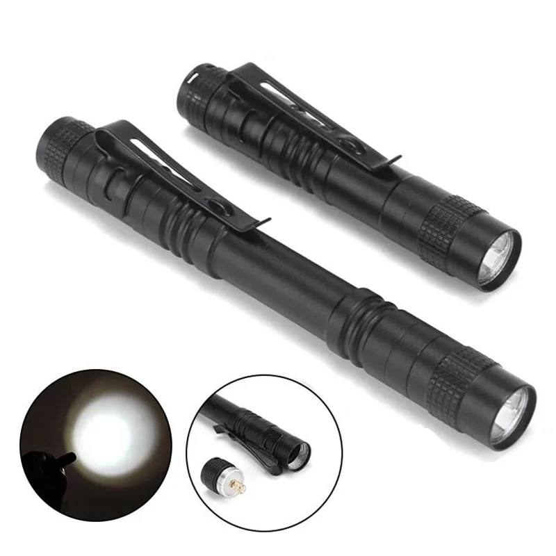 

Миниатюрный светодиодный фонарик Q5, карманный Ультраяркий маленький мощный светильник с зажимом для ручки на батарейках AAA, уличная лампа
